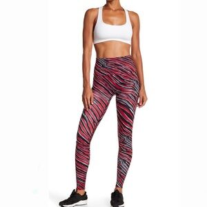 K-DEER Red and Black Striped Leggings